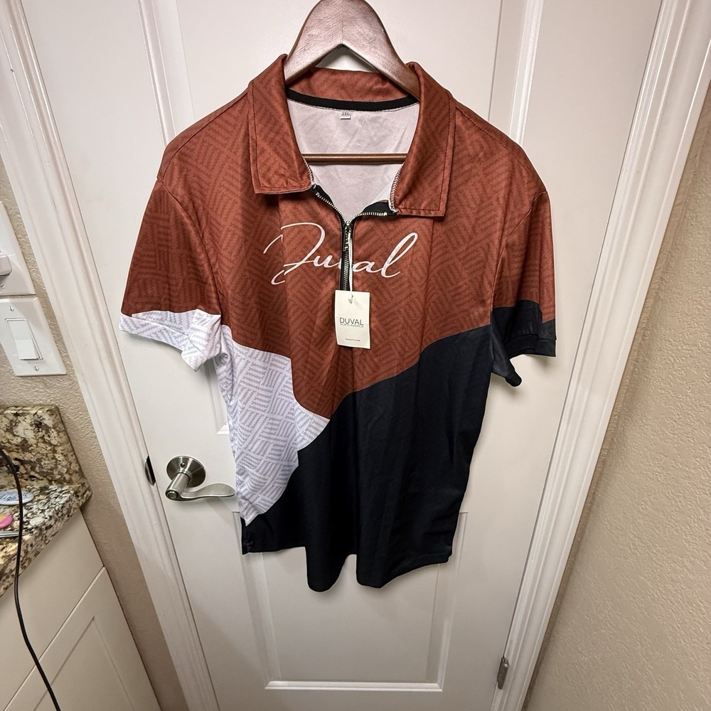 Duval North America Polo Shirt Mens 2XL Quarter Zip Colorblock Performance NWT